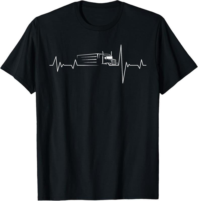 100% Cotton Truck driver heart beat 18 wheeler semi-trailer tractor T-Shirt Hoodie, Sweatshirt | WearSparks.com