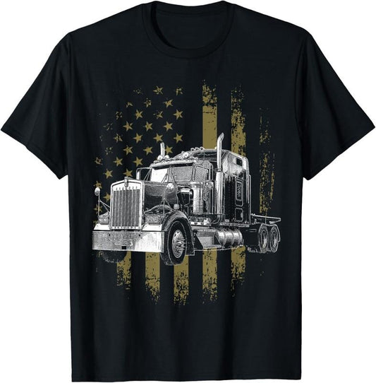100% Cotton Trucker American Flag Big Rig Semi-Trailer Truck Driver Gift T-Shirt Hoodie, Sweatshirt | WearSparks.com
