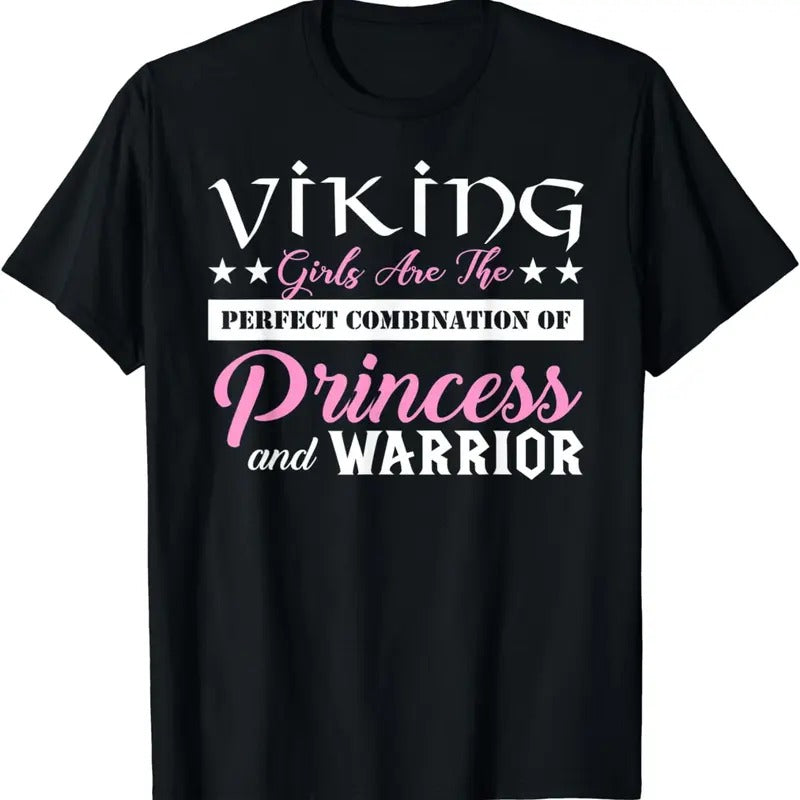 [100% Cotton]Viking Girls Combination Of Princess and Warrior T-Shirt Hoodie, Sweatshirt | WearSparks.com