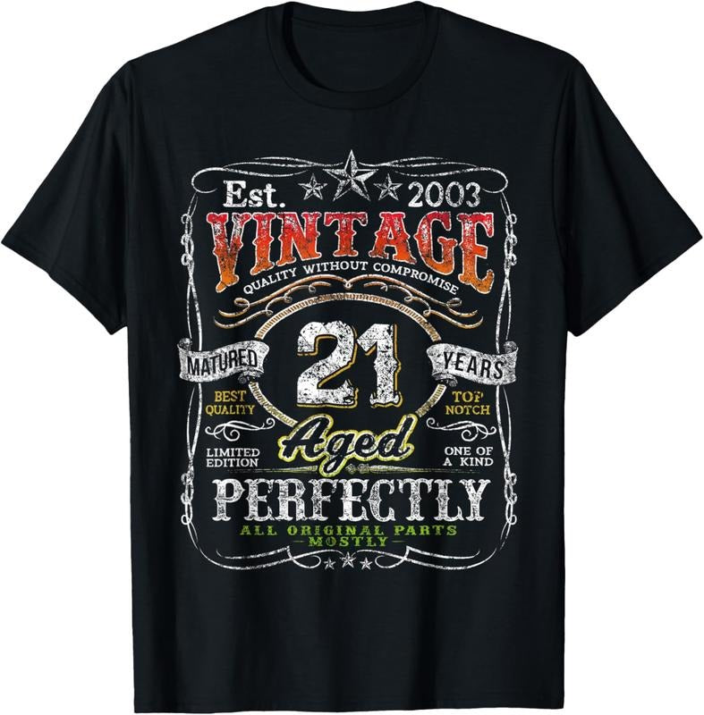 100% Cotton Vintage 2003 Limited Edition 21 year old Gifts 21st Birthday T-Shirt Hoodie, Sweatshirt | WearSparks.com