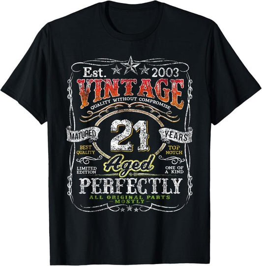 100% Cotton Vintage 2003 Limited Edition 21 year old Gifts 21st Birthday T-Shirt Hoodie, Sweatshirt | WearSparks.com