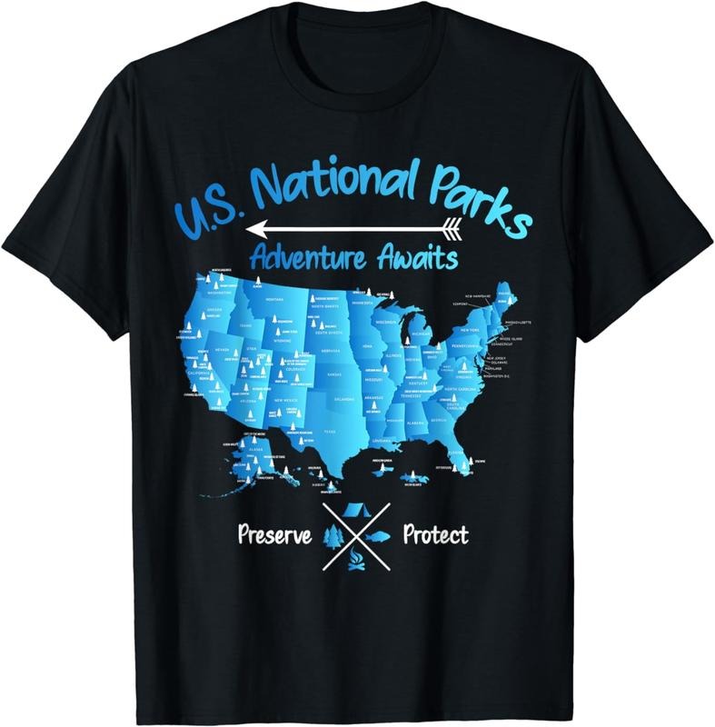 [100% Cotton]Vintage National Park Tshirt 63 US National Parks Map T-Shirt Hoodie, Sweatshirt | WearSparks.com