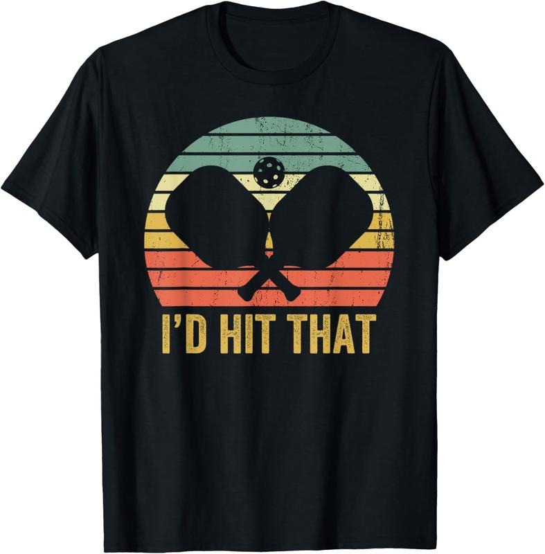 100% Cotton Vintage Pickleball Player Funny I'd Hit That Retro T-Shirt Hoodie, Sweatshirt | WearSparks.com