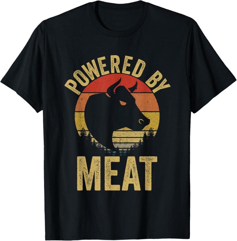 100% Cotton Vintage Powered By Meat Carnivore Meat Eater T-Shirt Hoodie, Sweatshirt | WearSparks.com