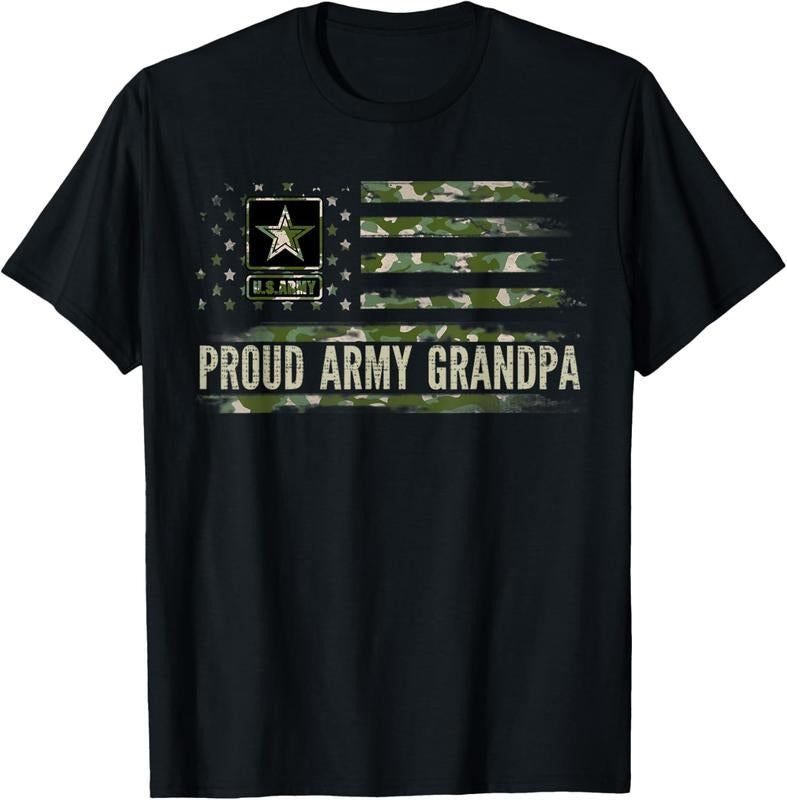 100% Cotton Vintage Proud Army Grandpa Camo American Flag Veteran Gift T-Shirt Hoodie, Sweatshirt | WearSparks.com