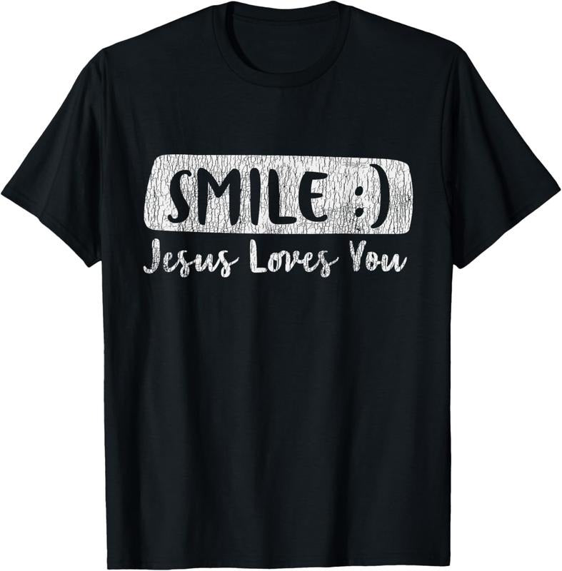 100% Cotton Vintage Smile Loves You Jesus Religious Faith Christian Gift T-Shirt Hoodie, Sweatshirt | WearSparks.com