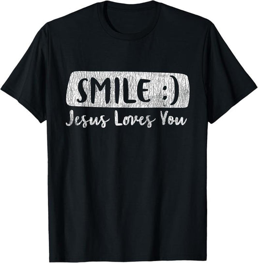 100% Cotton Vintage Smile Loves You Jesus Religious Faith Christian Gift T-Shirt Hoodie, Sweatshirt | WearSparks.com