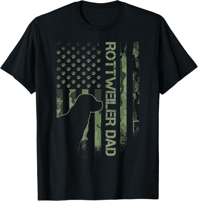 100% Cotton Vintage USA Camo Flag Proud Rottweiler Dad Rottie Silhouette T-Shirt Hoodie, Sweatshirt | WearSparks.com