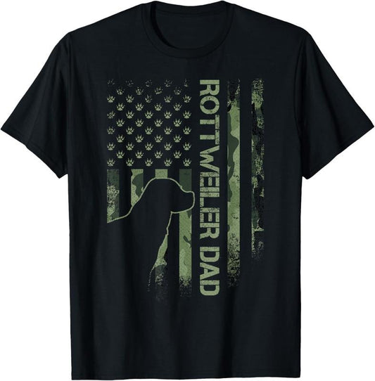 100% Cotton Vintage USA Camo Flag Proud Rottweiler Dad Rottie Silhouette T-Shirt Hoodie, Sweatshirt | WearSparks.com