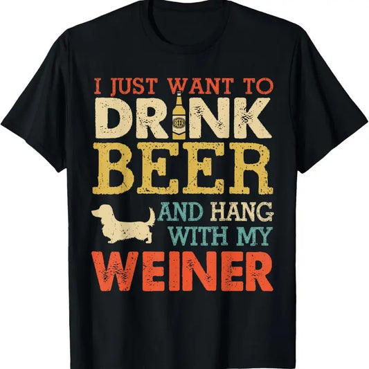 100% Cotton Weiner Dachshund Dad Drink Beer Hang With Dog Funny Vintage T-Shirt Hoodie, Sweatshirt | WearSparks.com