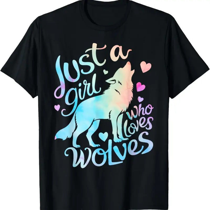 100% Cotton Wolf Lover Just a Girl Who Loves Wolves T-Shirt Hoodie, Sweatshirt | WearSparks.com