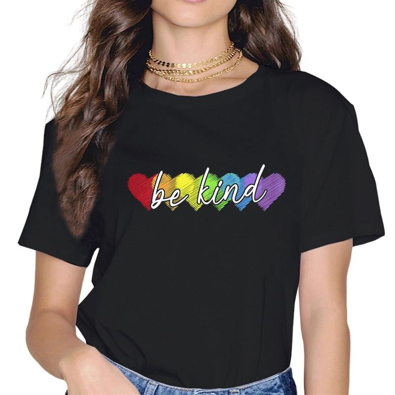 [100% Cotton]Women Fashion LGBT Be Kind Pride LGBT Ally Rainbow Flag Retro Casual T-Shirt Hoodie, Sweatshirt | WearSparks.com