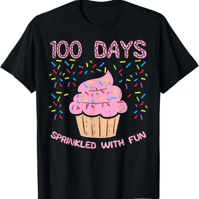 100 Day of School Shirt, 100 Days Sprinkled With Fun Cupcake 100th Day Of School Funny T-Shirt