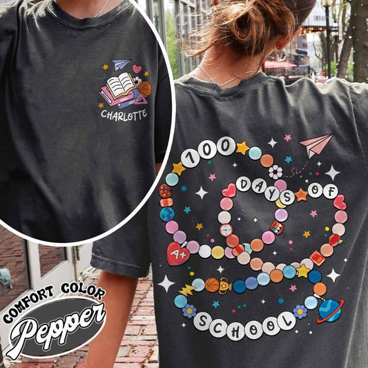 100 Days of School Bracelet Shirt, Personalized Celebrate 100th Day, Custom Funny Teacher Student Shirt, Gift for...