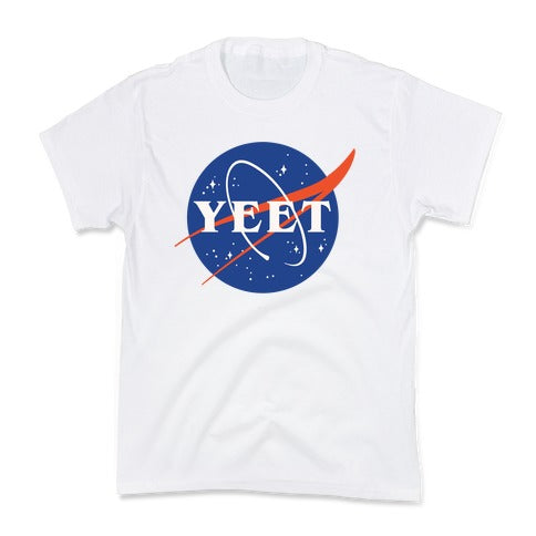 Yeet Nasa Logo Parody White Print Kid's Tee