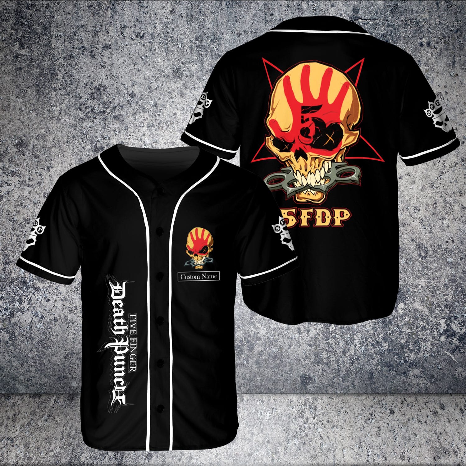 Personalized Skull Five Finger Death AOP Baseball Jersey Fan Shirt Size