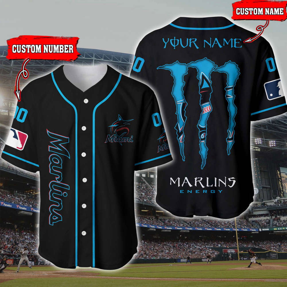 Custom Miami Marlins 3D Printed Baseball Jersey – Personalized Fan Gear