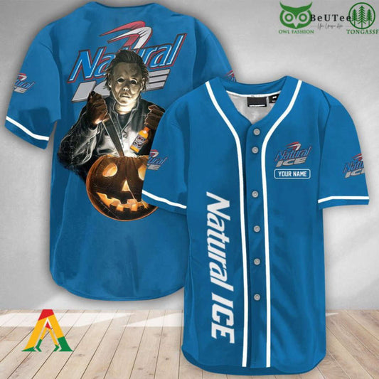 Custom Scary Michael Myers Pumpkin Baseball Jersey for Halloween