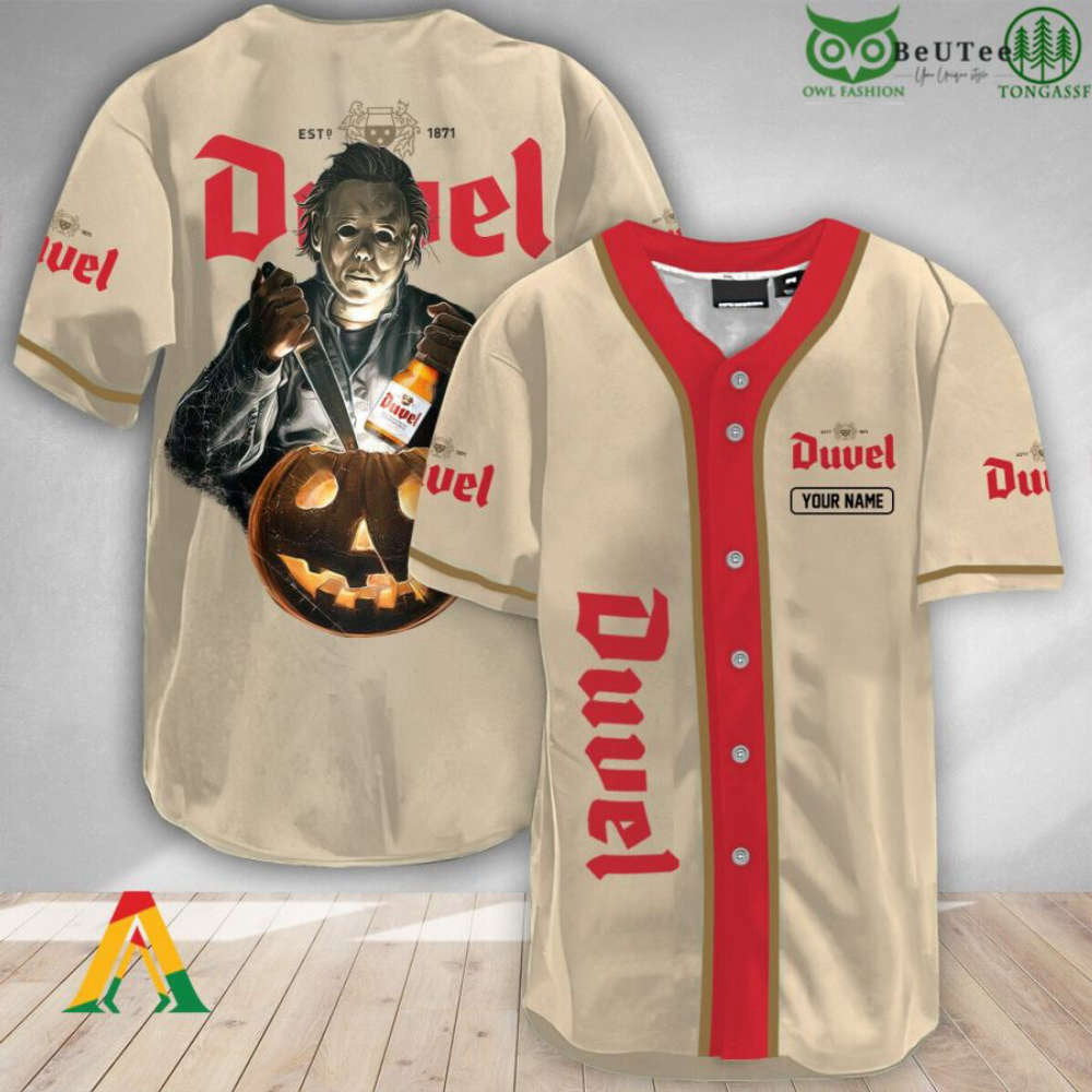 Spooky Personalized Michael Myers Pumpkin Baseball Jersey Shirt for Halloween