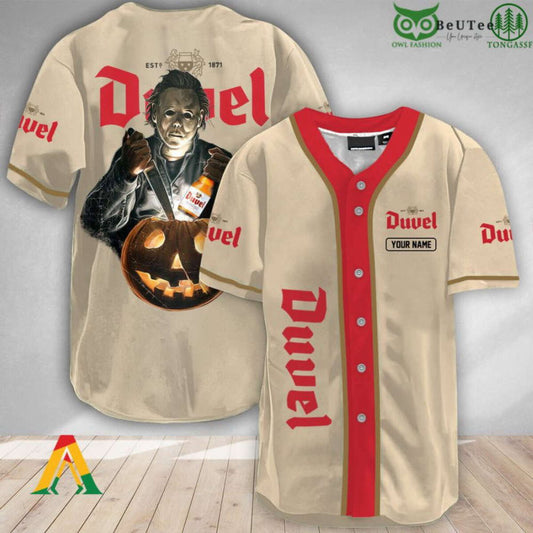 Spooky Personalized Michael Myers Pumpkin Baseball Jersey Shirt for Halloween