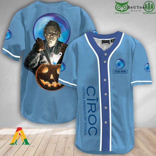 Spooky Michael Myers Pumpkin Ciroc Vodka Halloween Baseball Jersey Shirt – Personalized!