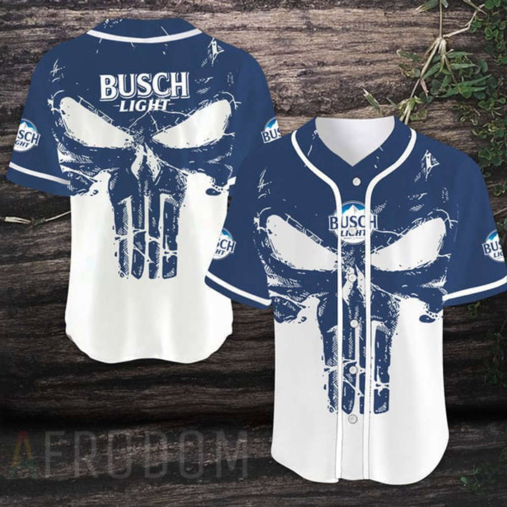 Vintage Skull Busch Light Baseball Jersey: Retro Style with a Twist