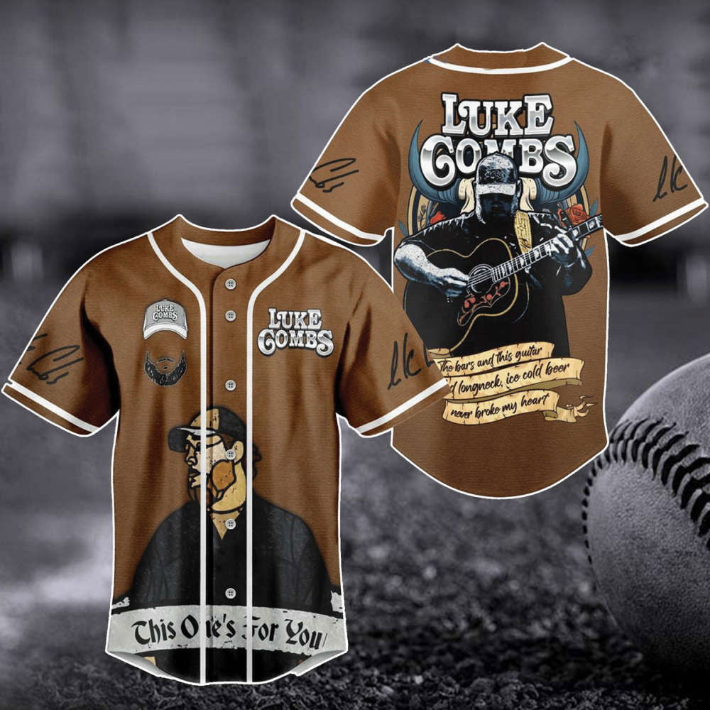 Luke Combs World Tour 2023 Baseball Jersey: Bullhead Shirt & Country Music Concert Merch (Image 1)