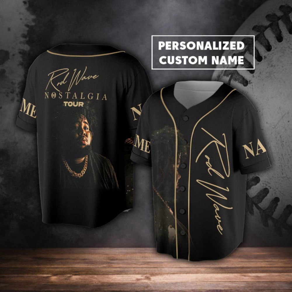 Customized Rod Wave Nostalgia Tour Baseball Jersey: Rod Wave & Friends Shirt Beautiful Mind Tour (Image 1)