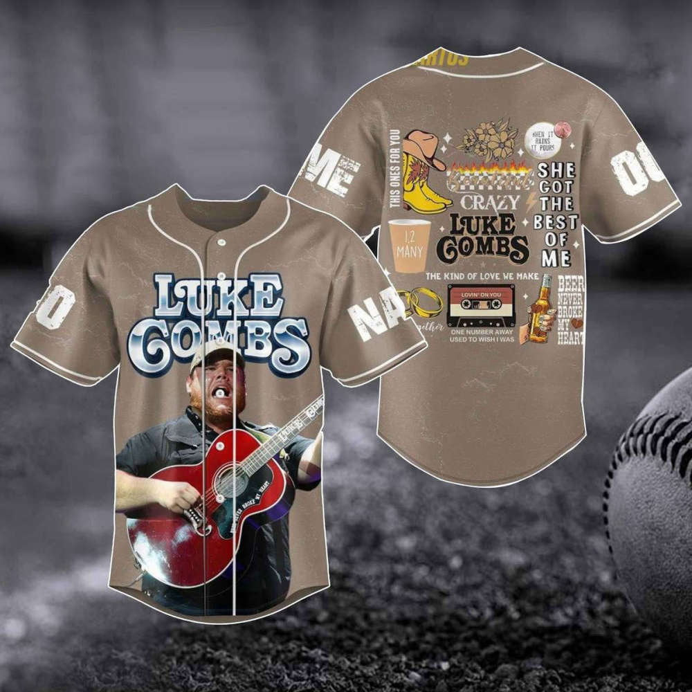 Luke Combs 2023 World Tour Baseball Jersey: Bullhead Design Country Music Concert Shirt Western Merch & Fan Gift