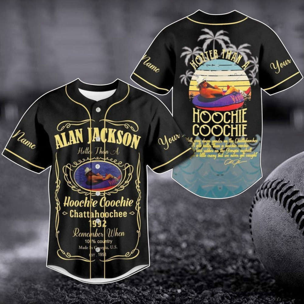 Custom Alan Jackson Baseball Jersey – Hotter Than A Hoochie Coochie Shirt – American Singer Merch
