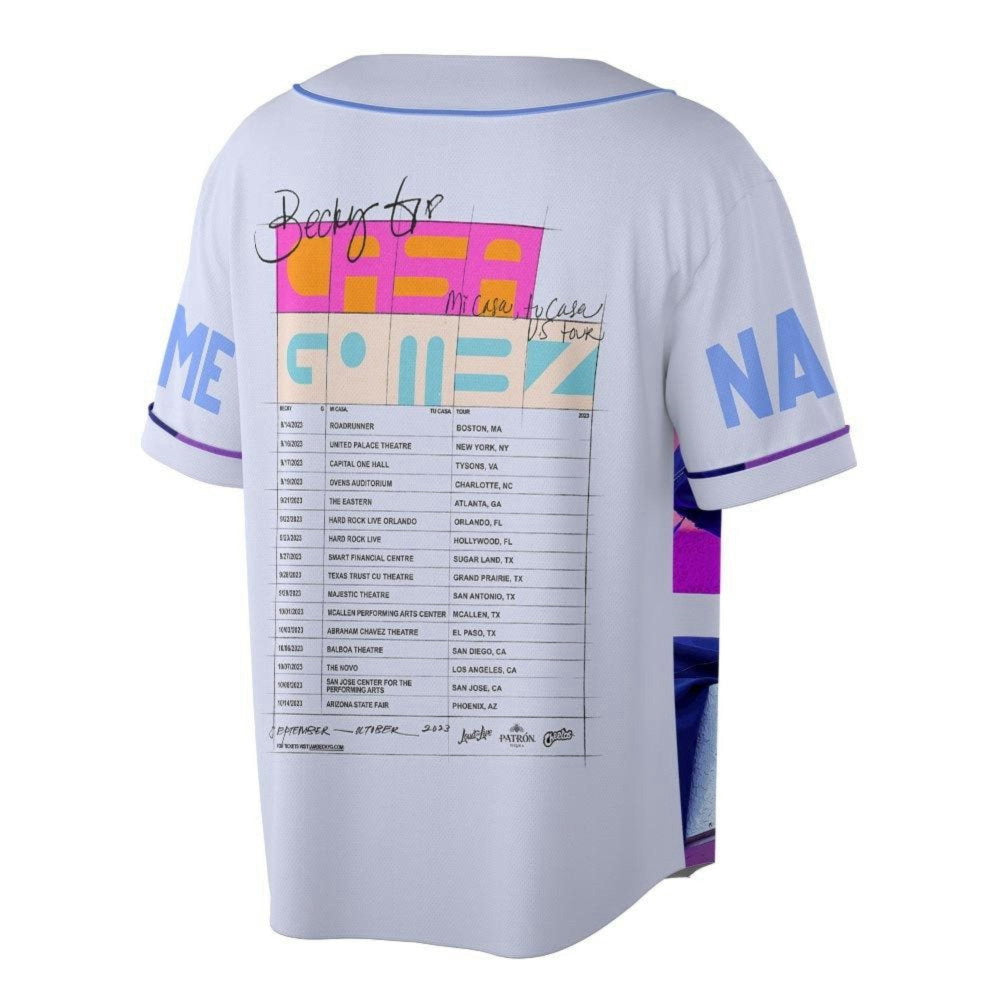 Becky G Baseball Jersey – Mi Casa Tu US Tour 2023 3D Shirt Official Merch for American Singer & Music Concerts