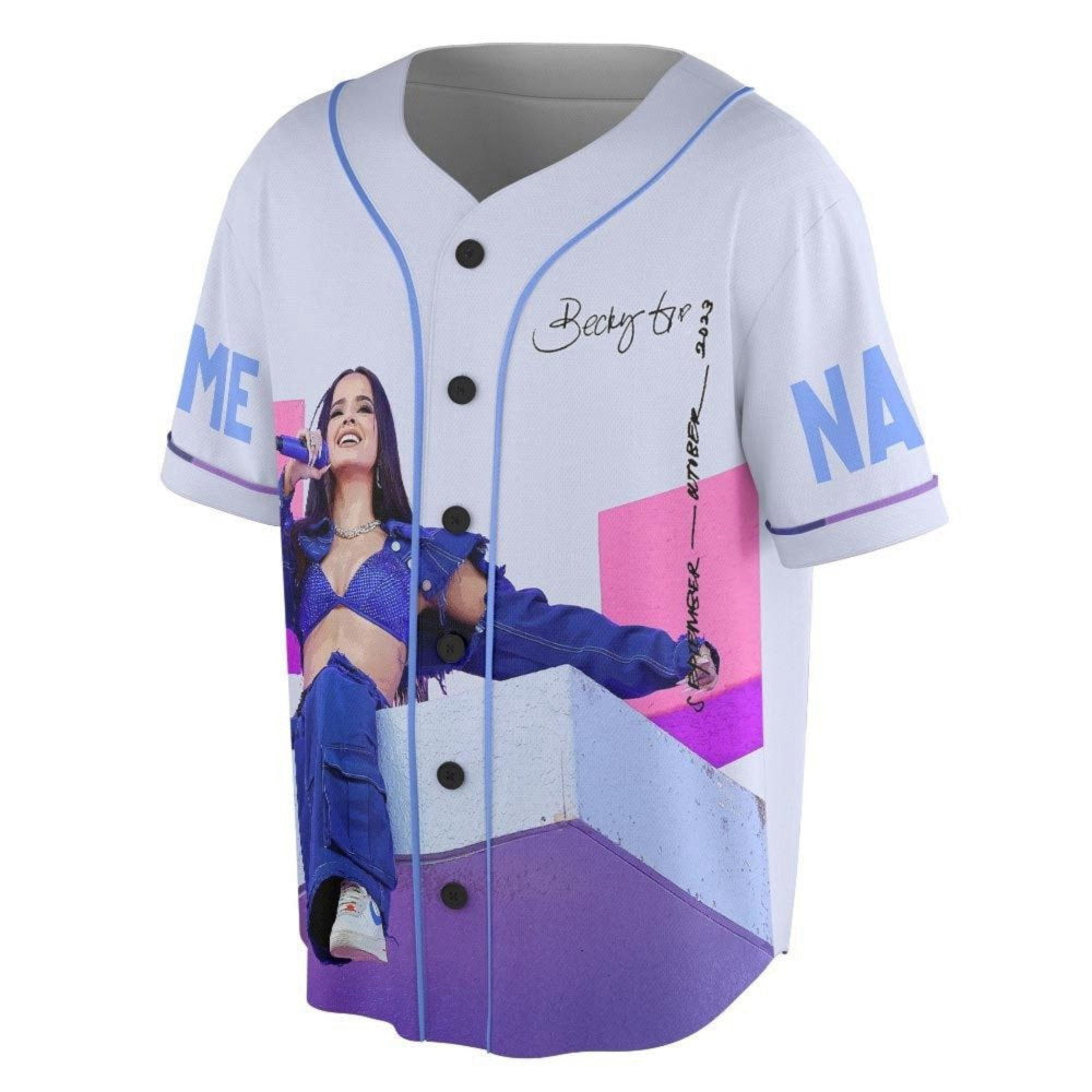 Becky G Baseball Jersey – Mi Casa Tu US Tour 2023 3D Shirt Official Merch for American Singer & Music Concerts