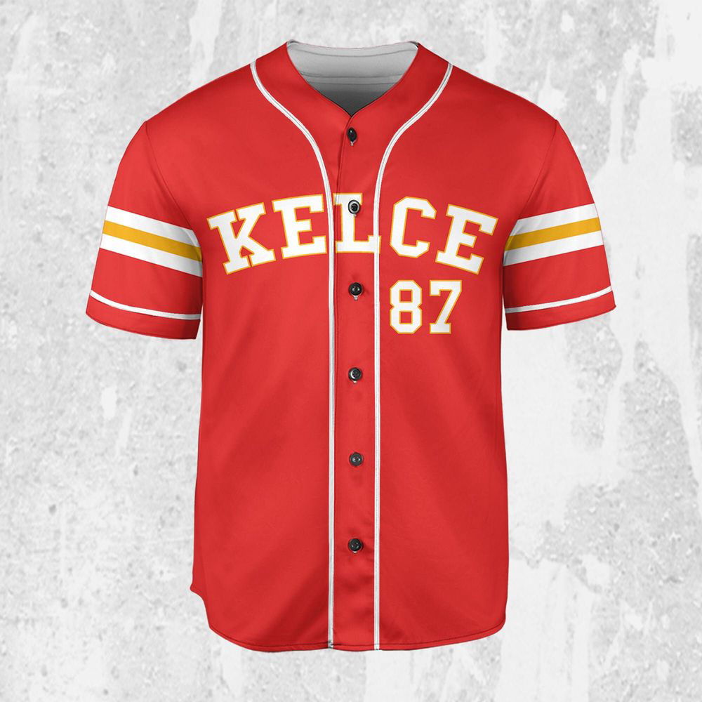 Personalize Travis Kelce Baseball Jersey Red Jersey - lylyprint.com T-Shirts, Hoodie, Sweatshirt | WearSparks.com (Image 1)