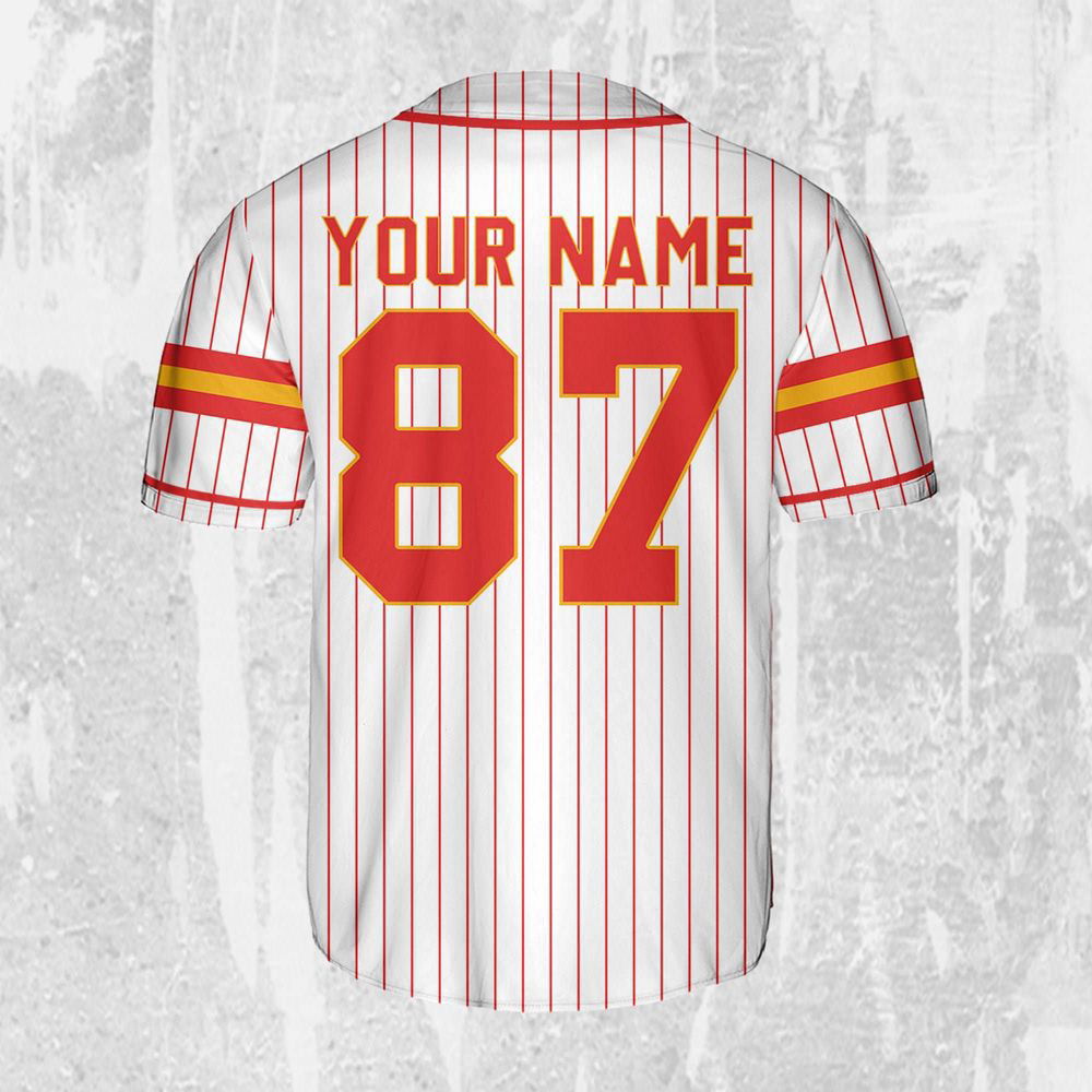 Personalize Travis Kelce Baseball Jersey Red And White Jersey - lylyprint.com T-Shirts, Hoodie, Sweatshirt (Image 2)