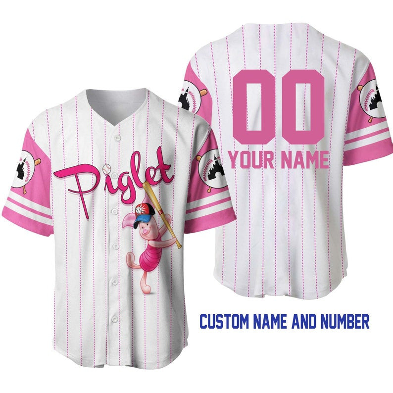 Personalized Piglet Pig Winnie The Pooh All Over Print Pinstripe Baseball Jersey - Bafud T-Shirts, Hoodie, Sweatshirt