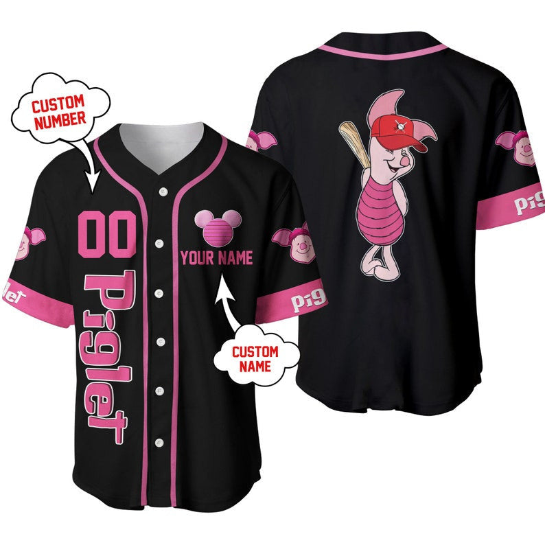 Personalized Piglet Winnie The Pooh Playing Baseball All Over Print Baseball Jersey - Bafud T-Shirts, Hoodie, Sweatshirt