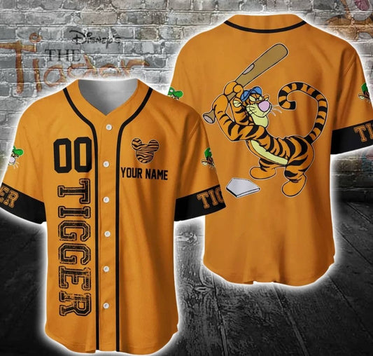 Personalized Tigger Pooh Game Day Baseball Jersey, Tigger Winnie The Pooh Baseball Jersey, Custom Name And Number...