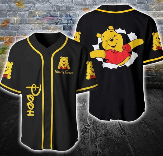 Personalized Winnie The Pooh Baseball Jersey, Winnie The Pooh Baseball Jersey, Custom Name And Number Baseball Jersey,...