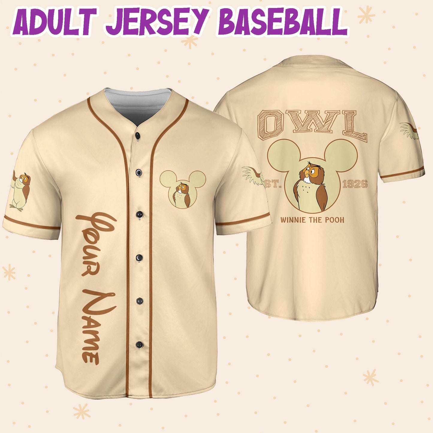Personalized Winnie The Pooh Owl Baseball Jersey - Bafud T-Shirts, Hoodie, Sweatshirt | WearSparks.com (Image 3)