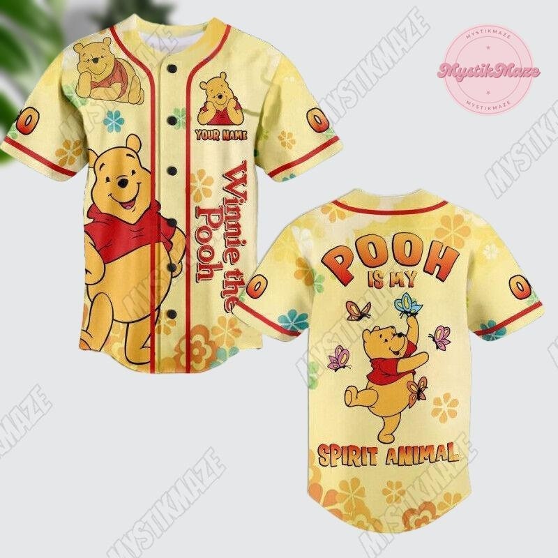 Personalized Pooh Baseball Jersey, Winnie The Pooh Jersey, Pooh Athletic Jersey, Pooh Bear Jersey Women, Pooh Football...
