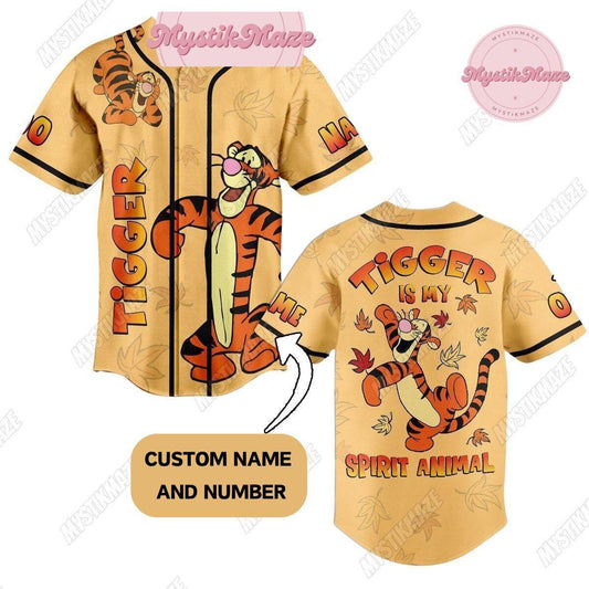 Personalized Tigger Baseball Jersey, Winnie The Pooh Jersey Shirt, Custom Tigger Jersey, Tigger Athletic... (Image 1)