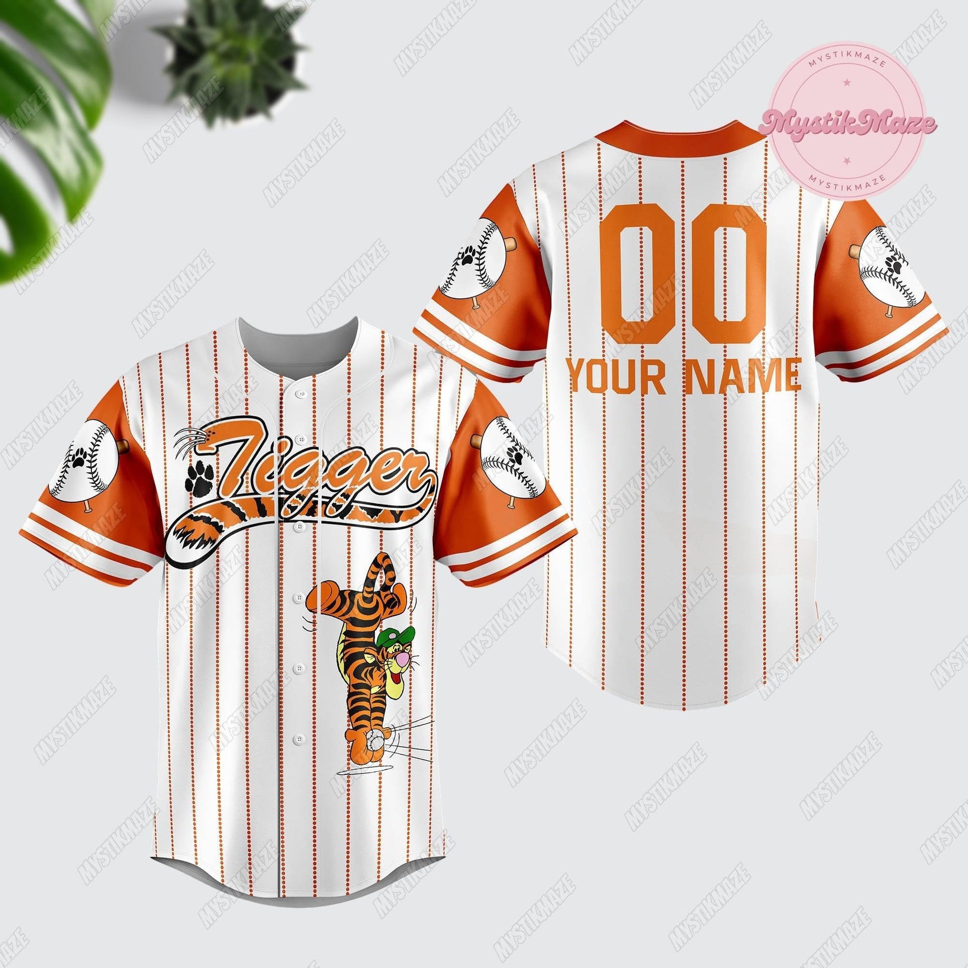 Personalized Tigger Jersey, Winnie The Pooh Jersey Shirt, Custom Tigger Baseball Jersey, Tigger Athletic... (Image 1)