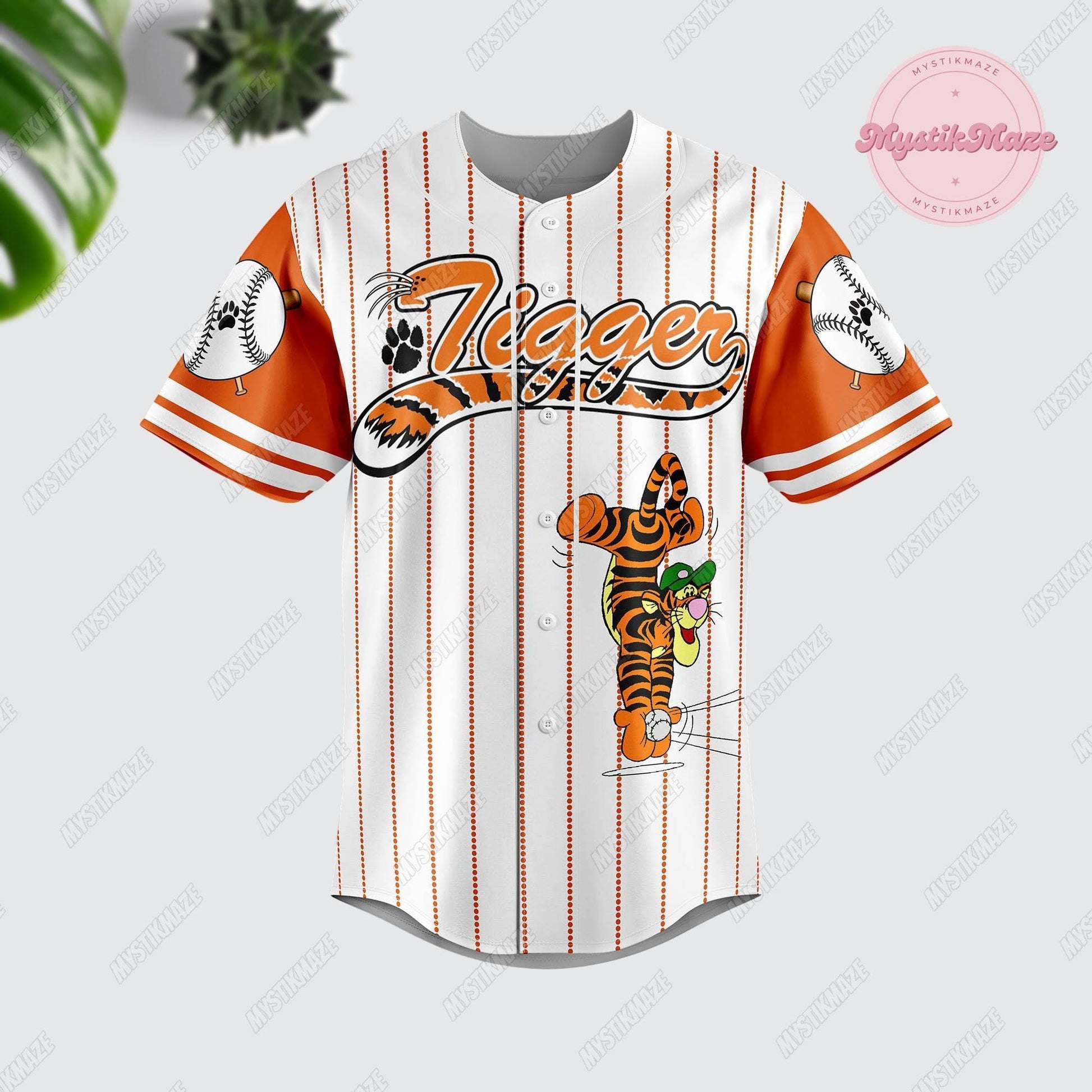 Personalized Tigger Jersey, Winnie The Pooh Jersey Shirt, Custom Tigger Baseball Jersey, Tigger Athletic... (Image 3)
