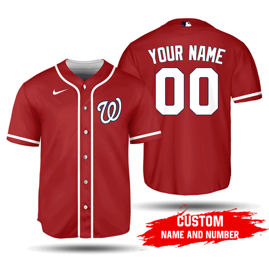 Custom MLB Washington Nationals Red Alternate Jersey - Personalized Name & Number Unisex Baseball Shirt 2020