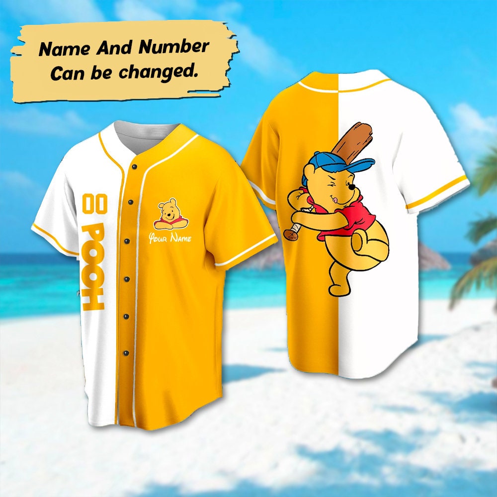 Custom Winnie the Pooh Baseball Jersey, Pooh Basketball Jersey Team, Magic Kingdom Trip Shirt, Gift For Sport Lover,...