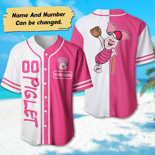 Personalized Piglet Baseball Jersey, Funny Piglet Basketball Jersey, Winnie The Pooh 3D Shirt, Piglet Lover Birthday Trip...