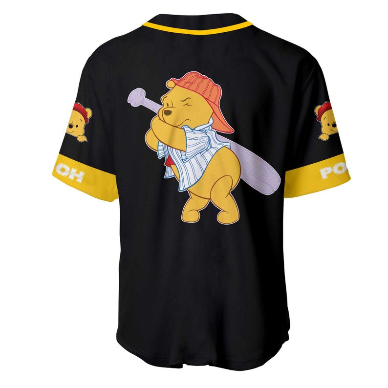 Personalized Winnie The Pooh Playing Baseball Baseball Jersey – Black - Bafud T-Shirts, Hoodie, Sweatshirt (Image 3)