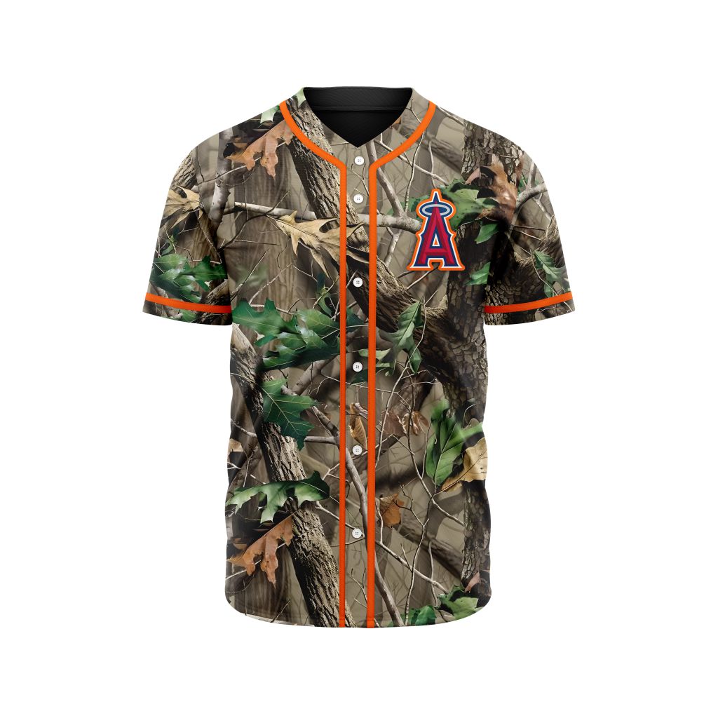 MLB Los Angeles Angels Special Realtree Camo Hunting Baseball Jersey Gift for Men Women - Bafud T-Shirts,... (Image 1)