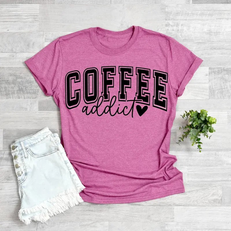 #193 - Coffee Addict, Varsity Print  - Print Unisex Crew neck Tee T-shirt Hoodie, Sweatshirt | WearSparks.com