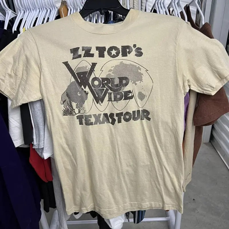 1976 ZZ Top Texas Tour Vintage Band Rock Tee Shirt 70s 1970s Menswear Underwear Hoodie, Sweatshirt | WearSparks.com